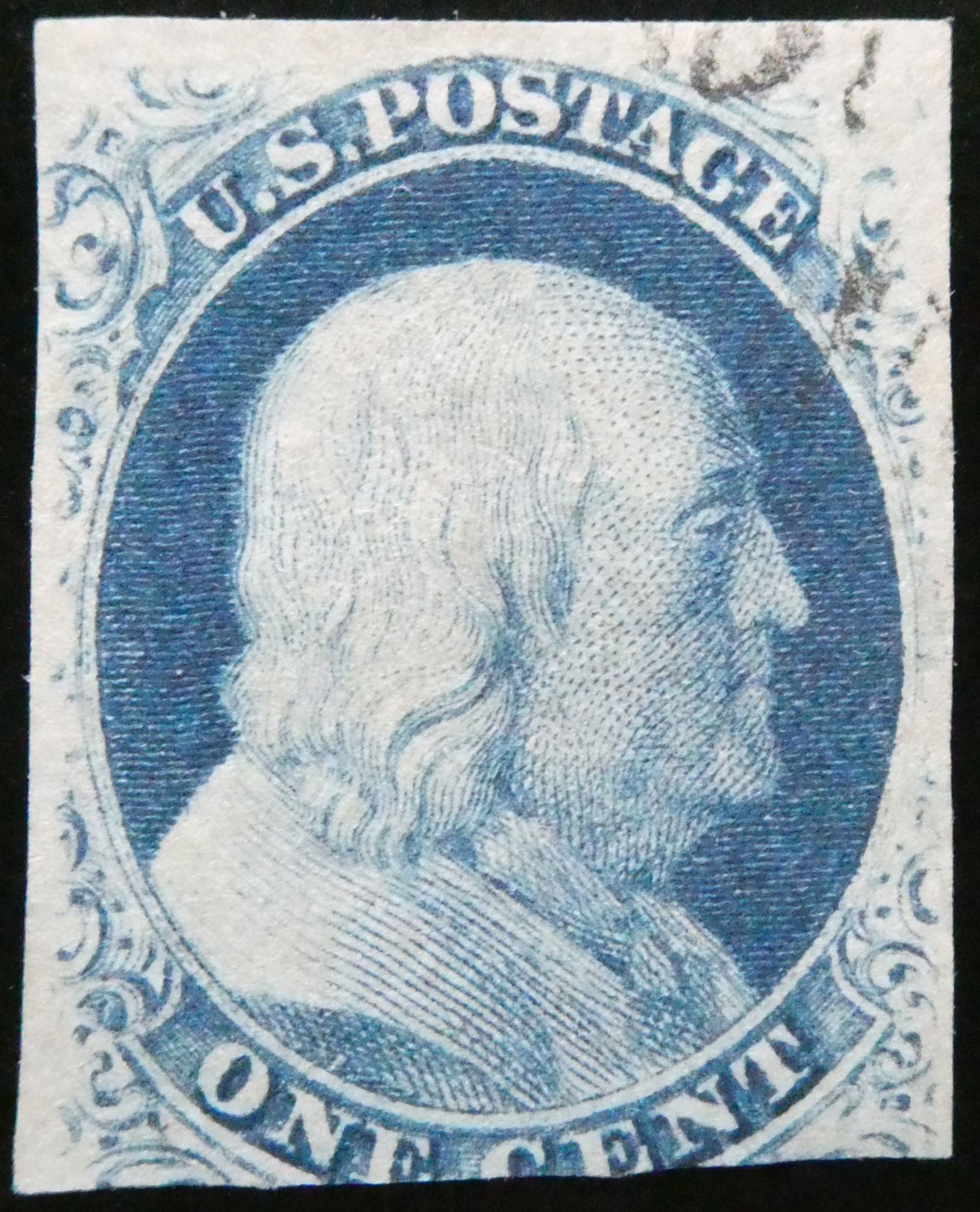 US Scott 7, 1851 Franklin, 1c blue fine used (1 of 2)