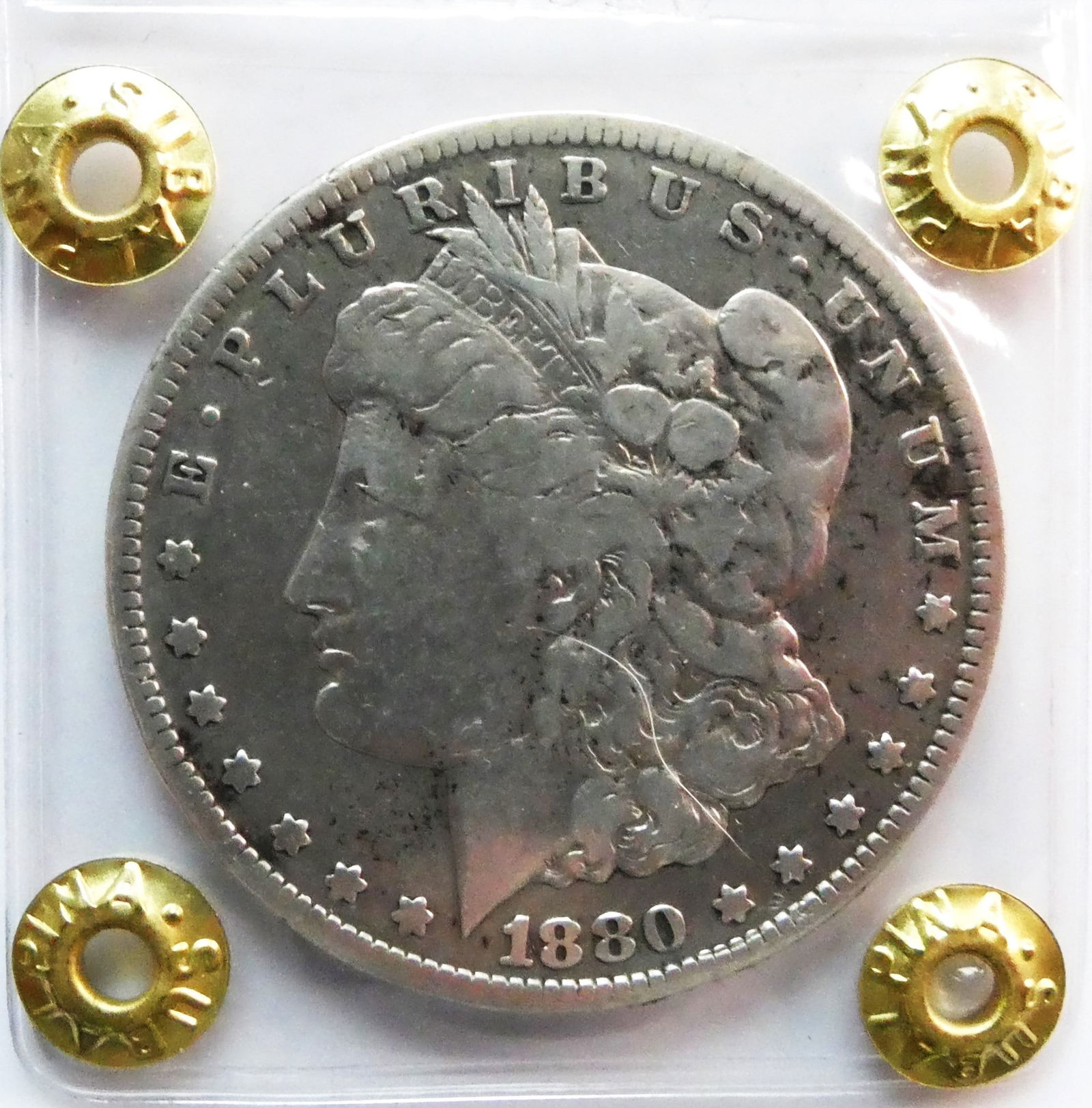 US Morgan Silver dollar 1880-CC (1 of 4)