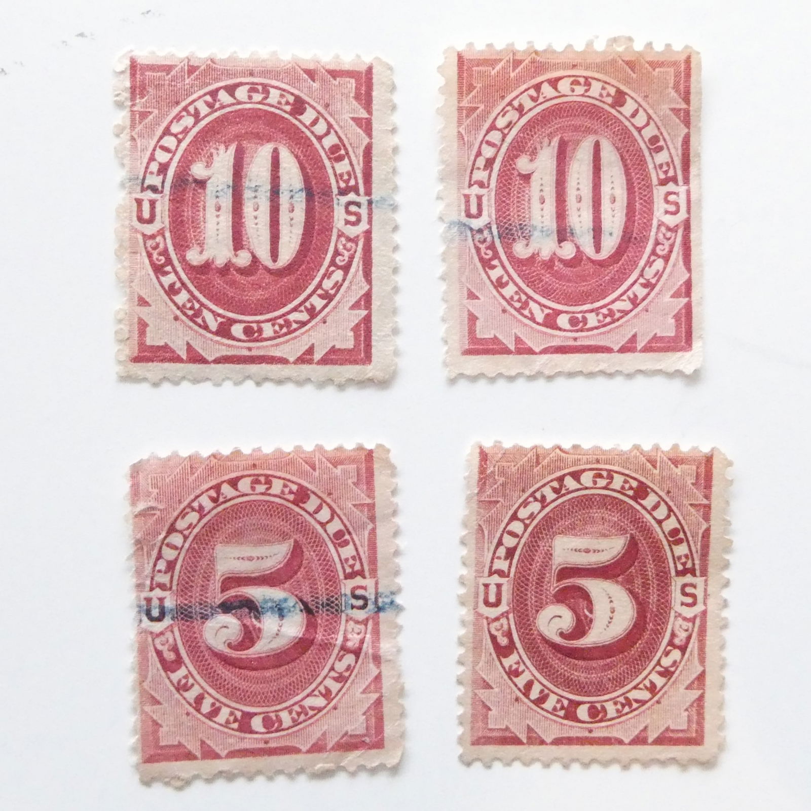 Lot of United States 1879 5 cents Postage Due issue Scott: J4 J5 5 and 10 cent (1 of 2)