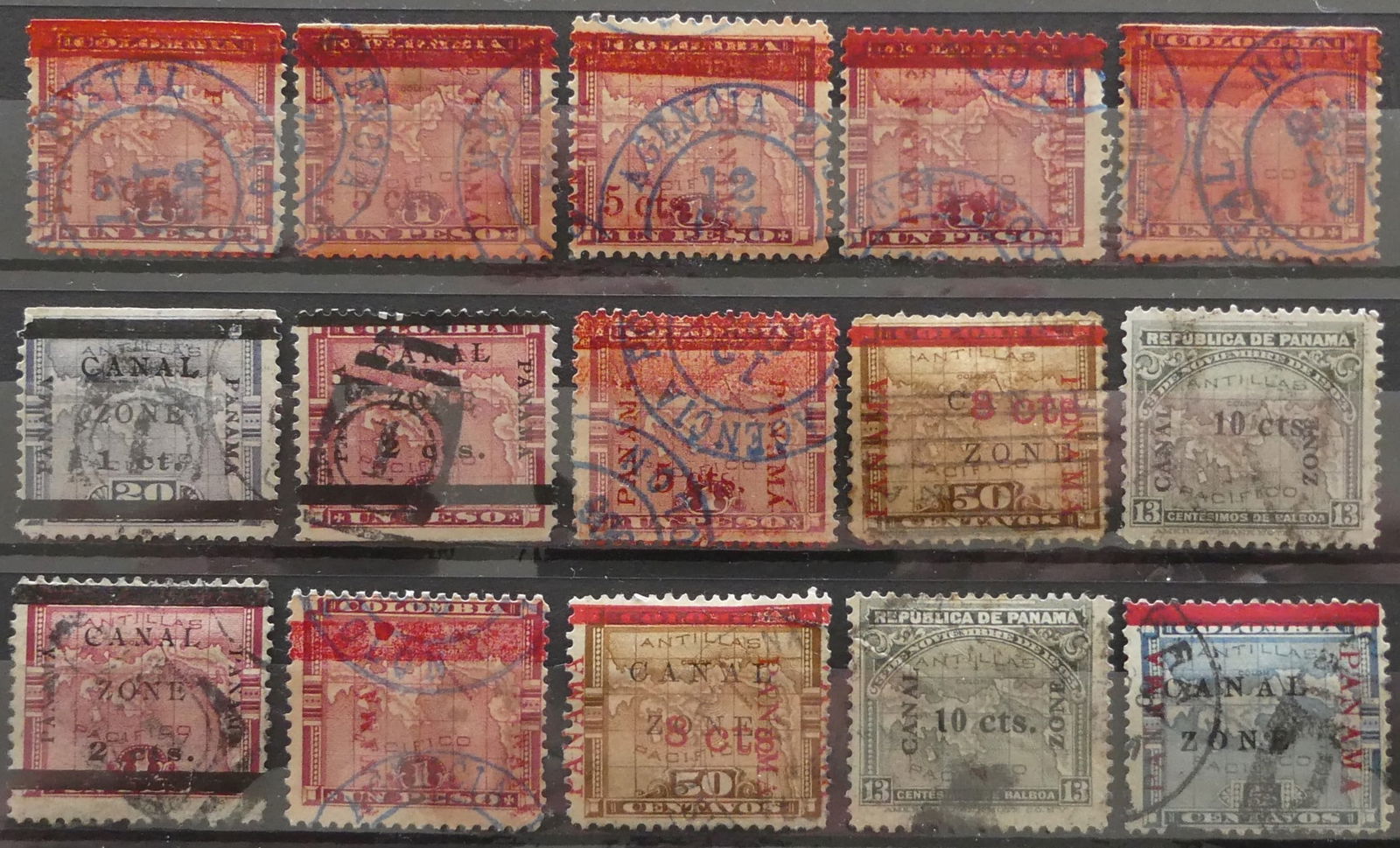 Collection of PANAMA Stamps 1906 Overprint CANAL ZONE used (1 of 4)