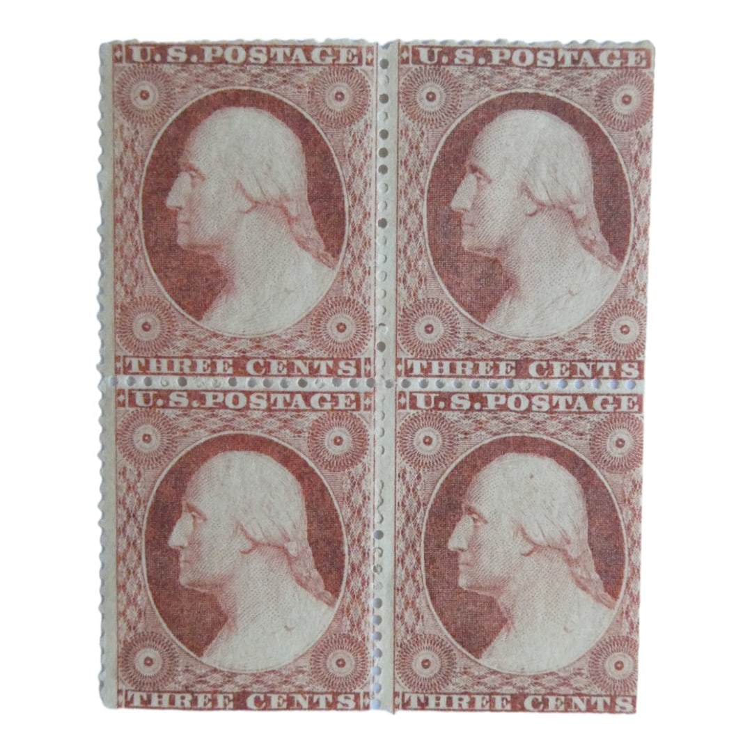 US Postage Stamp 3c Dull Red, Ty. II, Block of Four (Scott 26c) MNH (1 of 2)