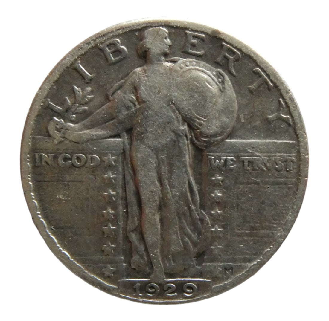 US "Standing Liberty Quarter" 1929 Stars Below Eagle Silver coin (1 of 2)