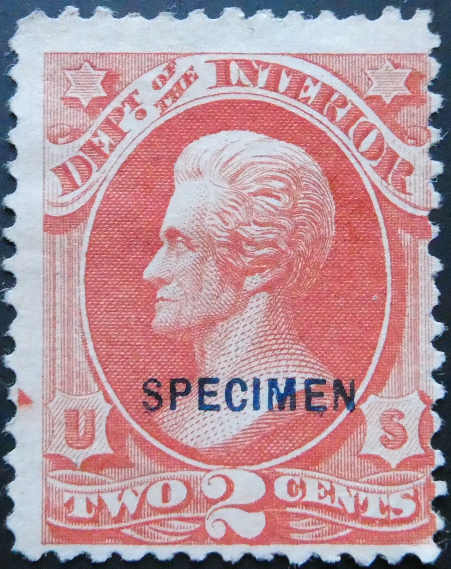 US 1873 SPECIMENT Interior Andrew Jackson 2 cent Seventh President Scott 211SK MNH (1 of 2)