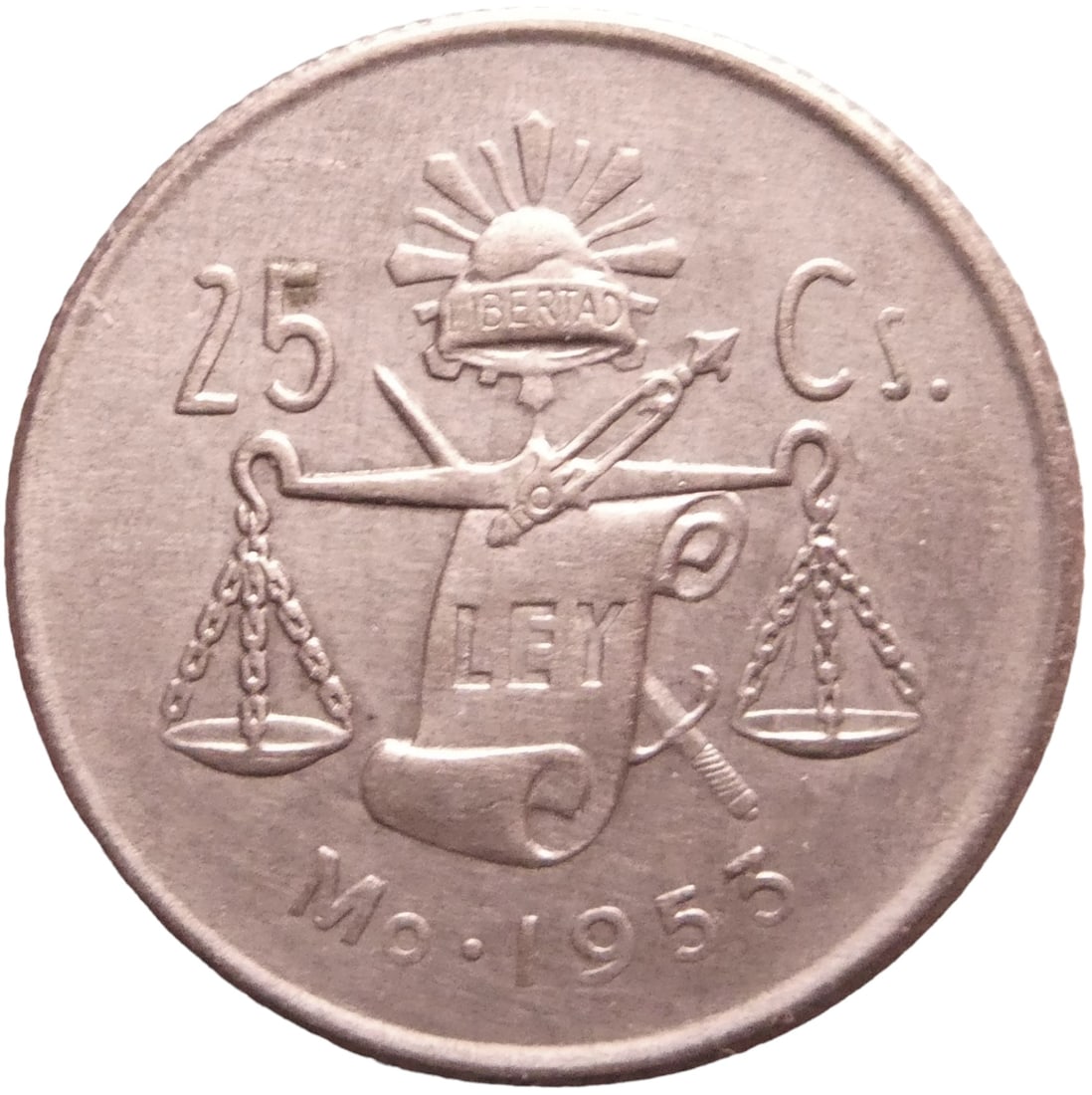 Mexico 25 centavos silver coin 1953 (1 of 2)