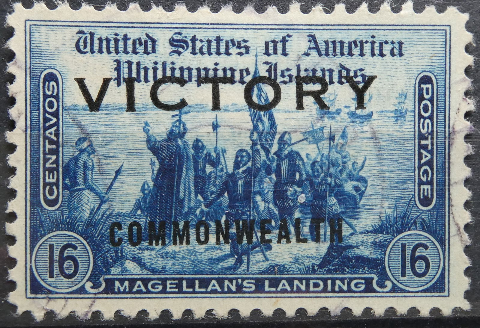US Magellan's Landing PH stamps of 1935-1937, "VICTORY COMMONWEALTH" Scott 479 MH (1 of 2)