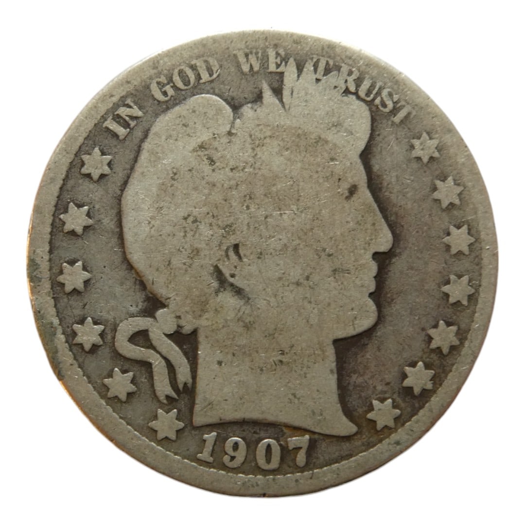 United States 1907 Half Dollar "Barber Half Dollar" Silver coin: Issuer United States Period Federal republic (1776-date)Type Standard circulation coinYears 1892-1915Value ½ Dollar = 50 Cents½ USD = SEK 5.18Currency Dollar (1785-date)Composition Silve