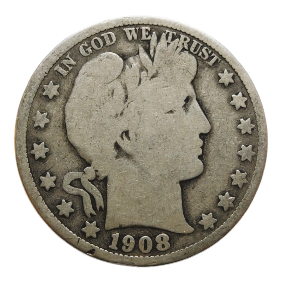 United States 1908 Half Dollar "Barber Half Dollar" Silver coin: Issuer United States Period Federal republic (1776-date)Type Standard circulation coinYears 1892-1915Value ½ Dollar = 50 Cents½ USD = SEK 5.18Currency Dollar (1785-date)Composition Silve