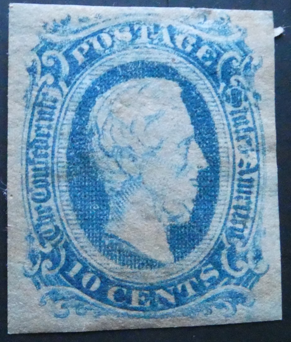 US 1854 Jefferson Davis  Confederate 10c Blue States Scott CS11 MH (1 of 2)