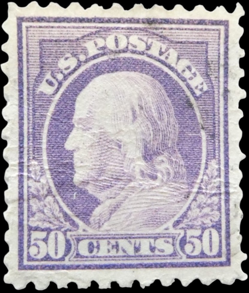 USA (Scott 440) 1915 FRANKLIN 50c VIOLET MH marked behind Effenberger: USA (Scott 440) 1915 FRANKLIN 50c VIOLET MH marked behind Effenberger