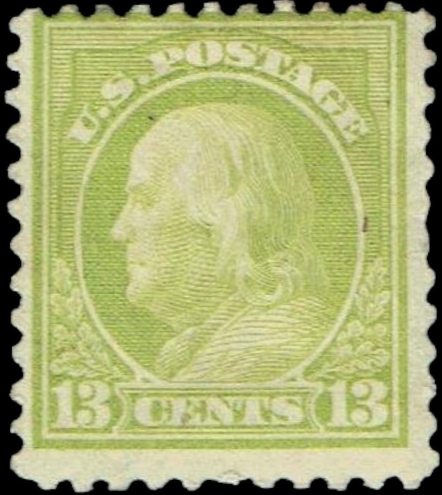 US Benjamnin Franklin1919, 13c apple green (Scott 513) MH (1 of 2)