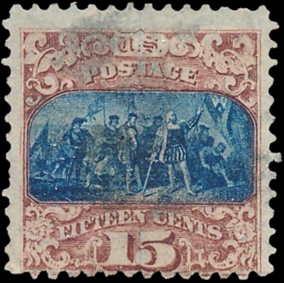 USA 1875 stamp 15 cent Scott #118 Landing of Columbus Used (1 of 2)