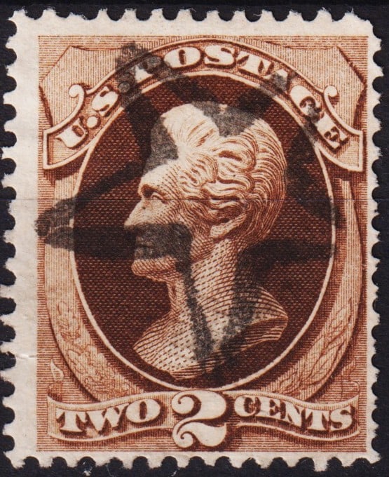 US 3 c Red Brown, H. Grill (Scott 135) Nicely stamped used: US 3 c Red Brown, H. Grill (Scott 135) Nicely stamped used