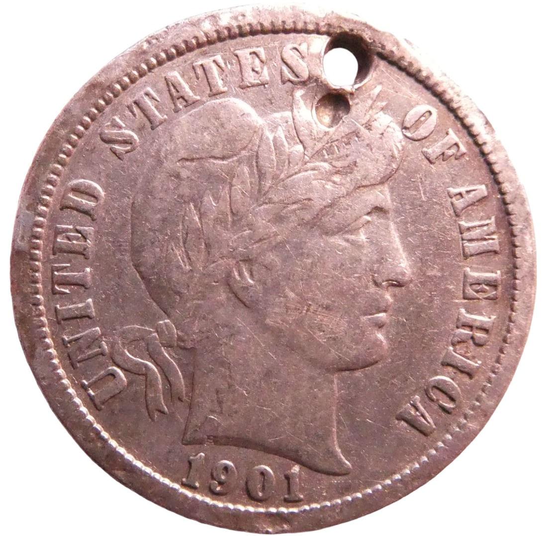 1901 Barber Dime Silver coin US (1 of 2)