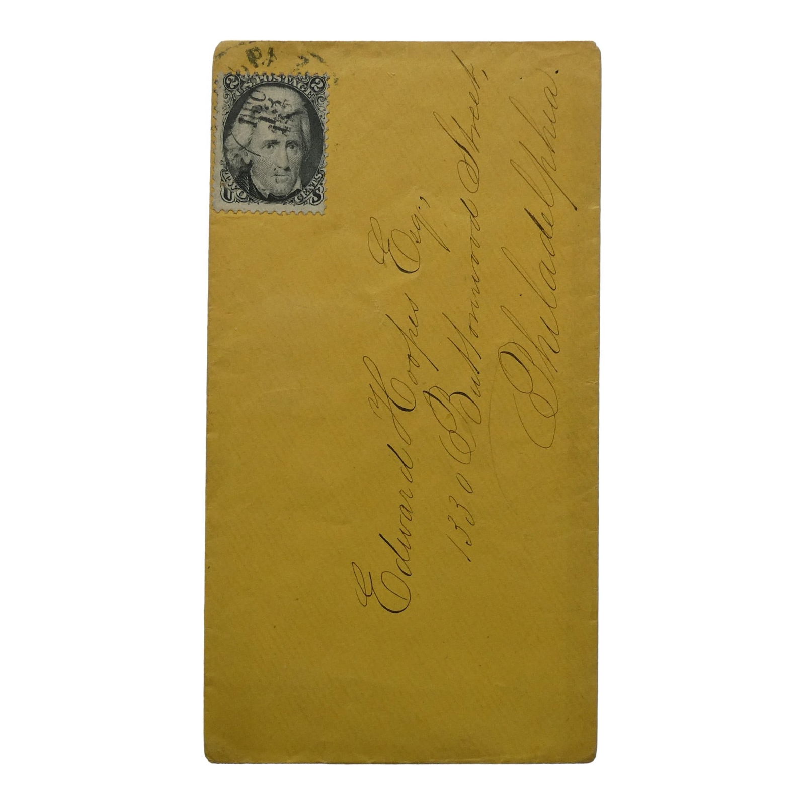 US Scott #73, 2c Black on beautiful letter fancy handwriting (1 of 4)