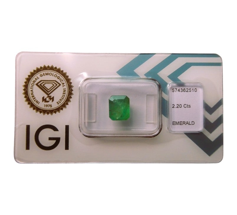 IGI certified natural emerald Zambia bluish Green 2,20 ct (1 of 5)