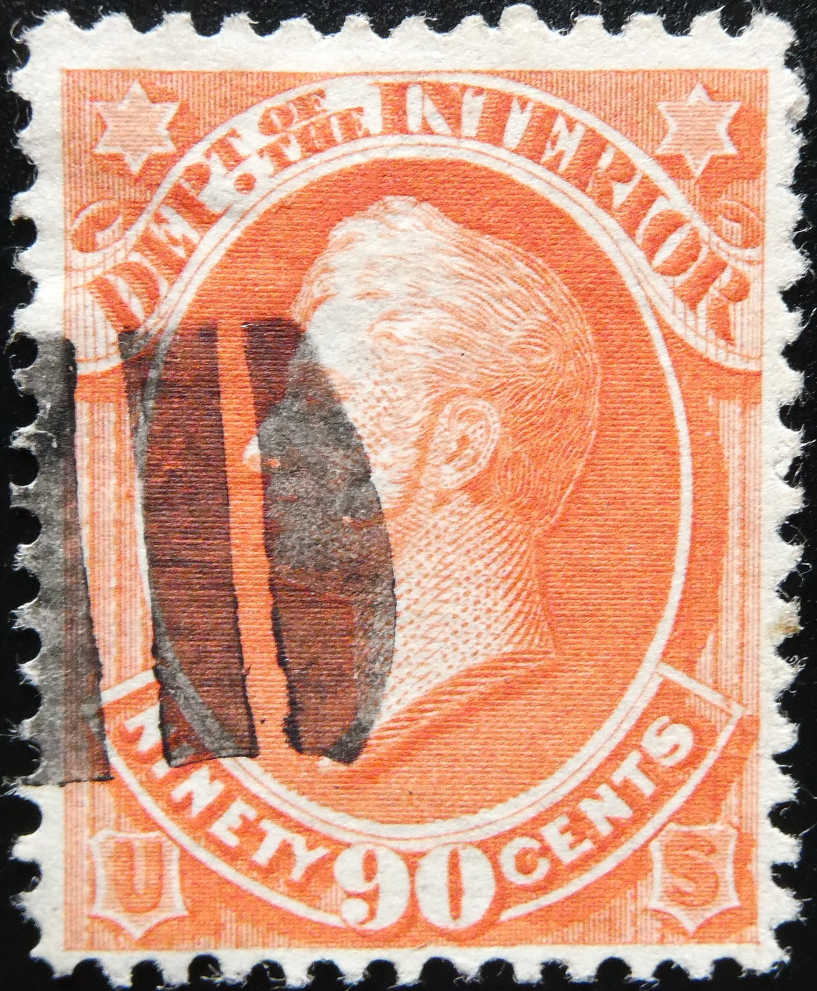 US 1873 Commodore Perry 90 cent rose carmine used fine Scott O24 (1 of 2)