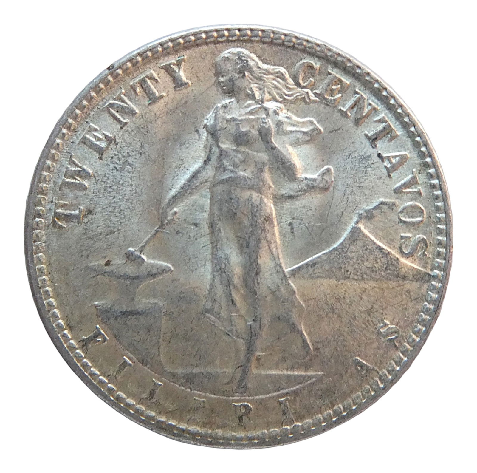 1945 Philippines 10 Centavos, U.S. Commonwealth silver issue (1 of 2)