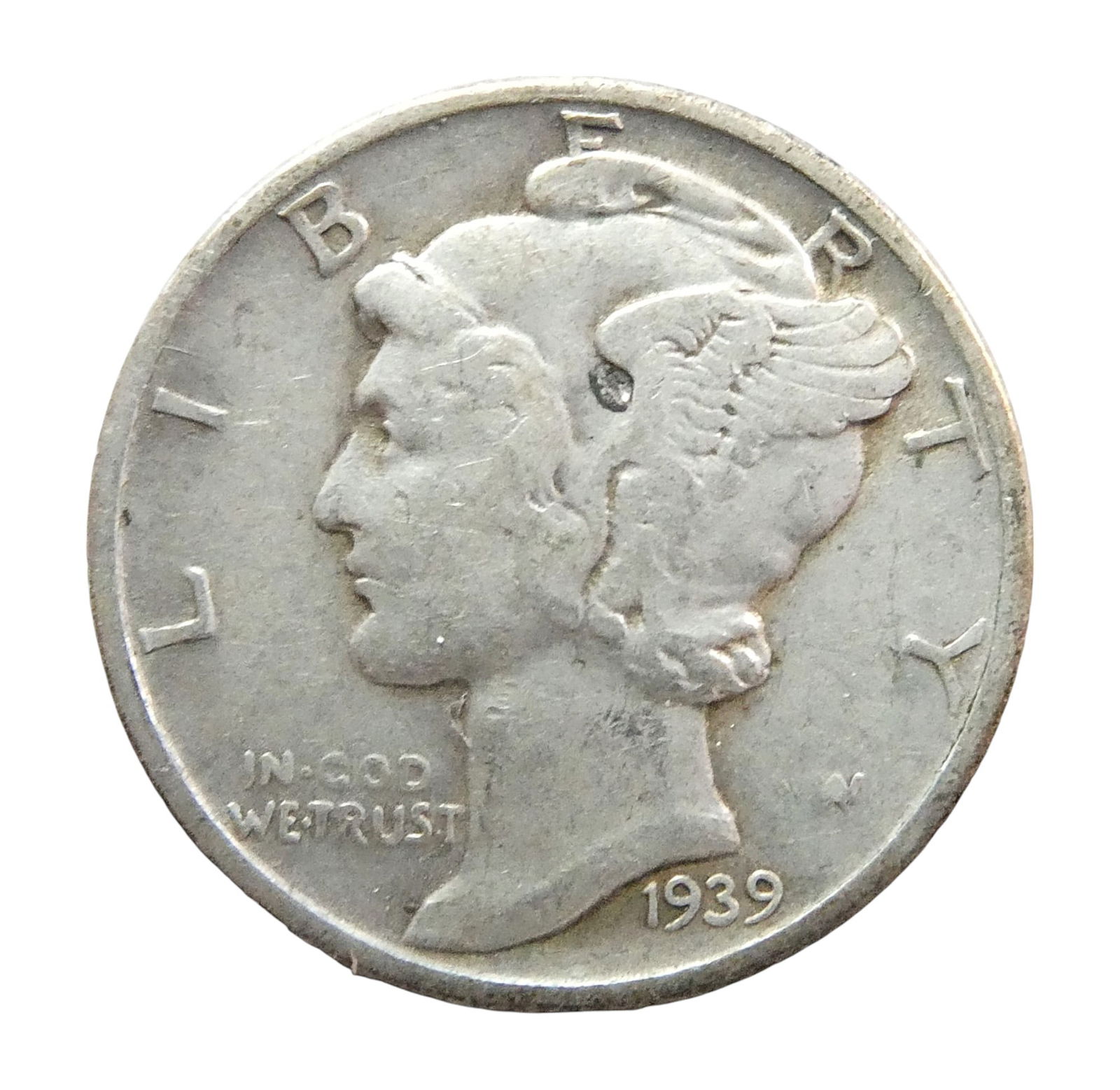 1939 U.S. Mercury Dime, 90% Silver, Winged Liberty Head Design (1 of 2)