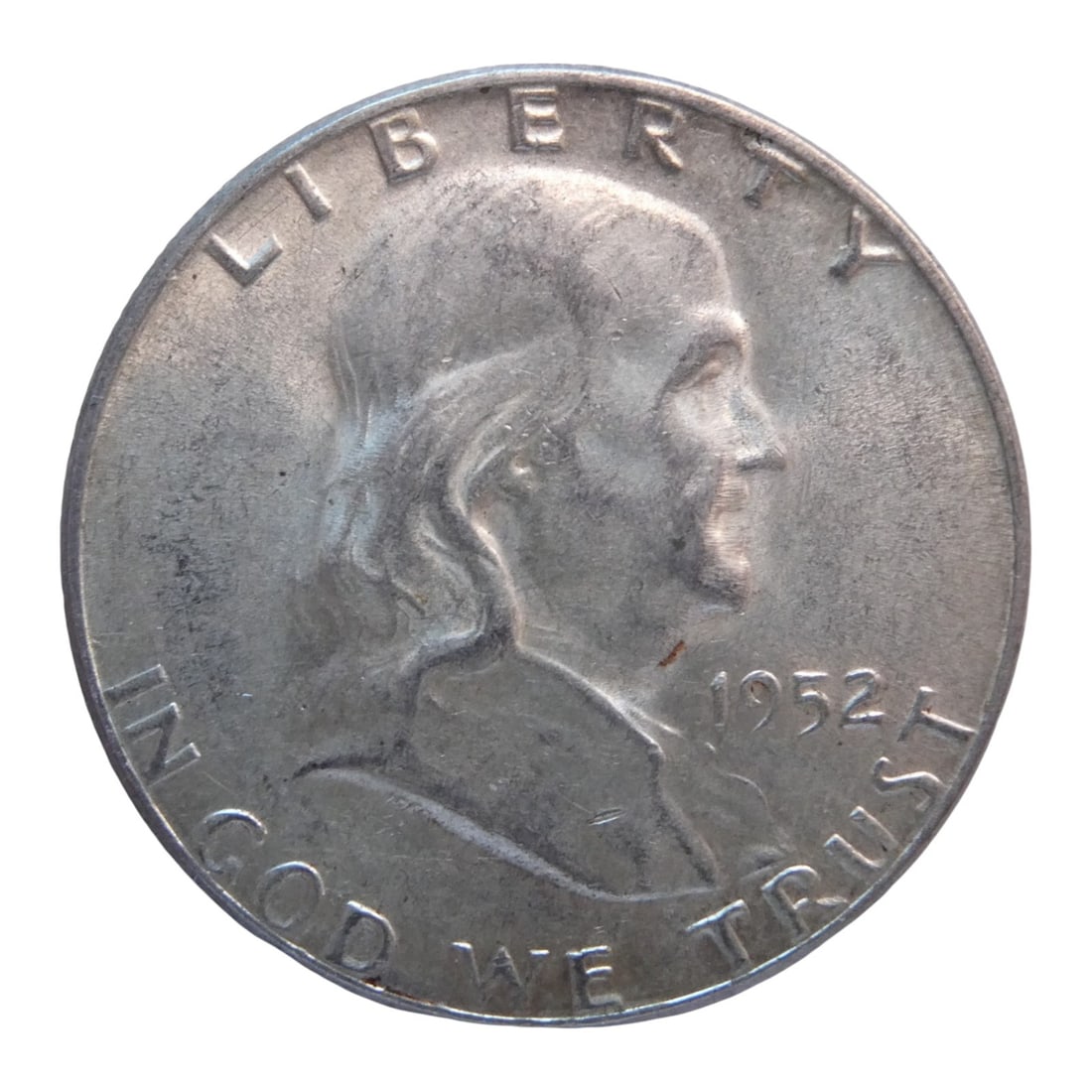 1952 USA Franklin Half Dollar, 90% Silver, Liberty Bell Reverse (1 of 2)