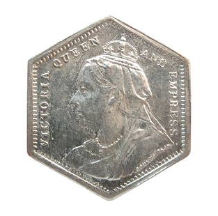 Victorian Love Token Coin, Queen Victoria Heart Reverse, c. 1837–1901: This rare and unusual token features a profile portrait of Queen Victoria wearing a crown and facing left, encircled by the inscription "VICTORIA QUEEN AND EMPRESS". The reverse displays a prominent h