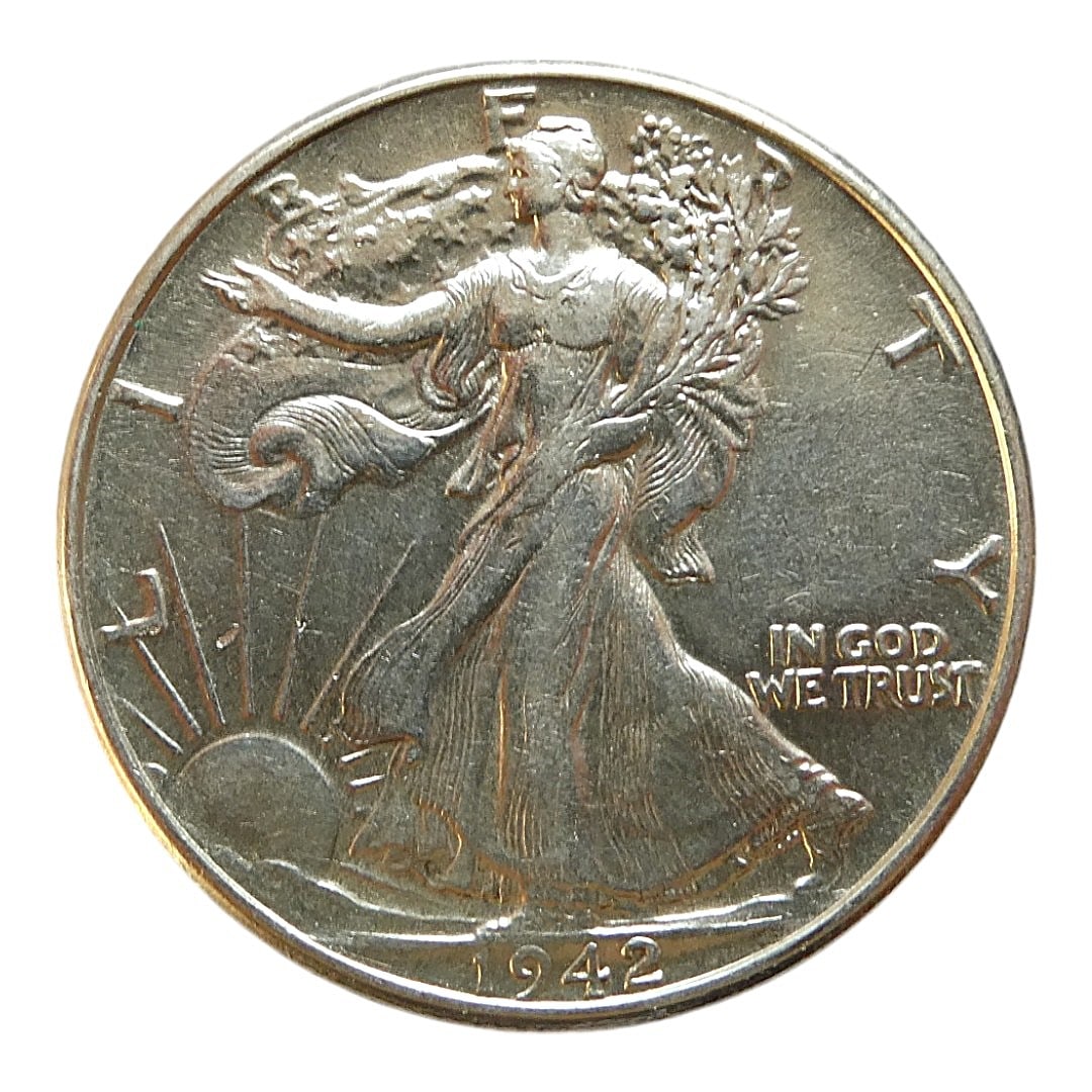 United States 1942 Walking Liberty Half Dollar, Silver, VF (1 of 2)