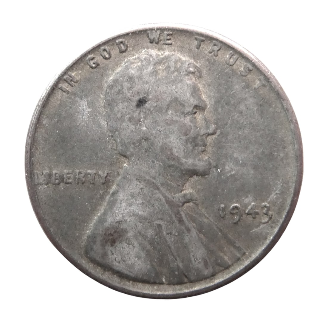 1943 Lincoln Wheat Cent, Steel Composition, Wartime Issue: This 1943 Lincoln Wheat Cent is a unique wartime issue produced by the United States Mint during World War II. Struck in zinc-coated steel instead of the traditional bronze or copper, this coin reflec