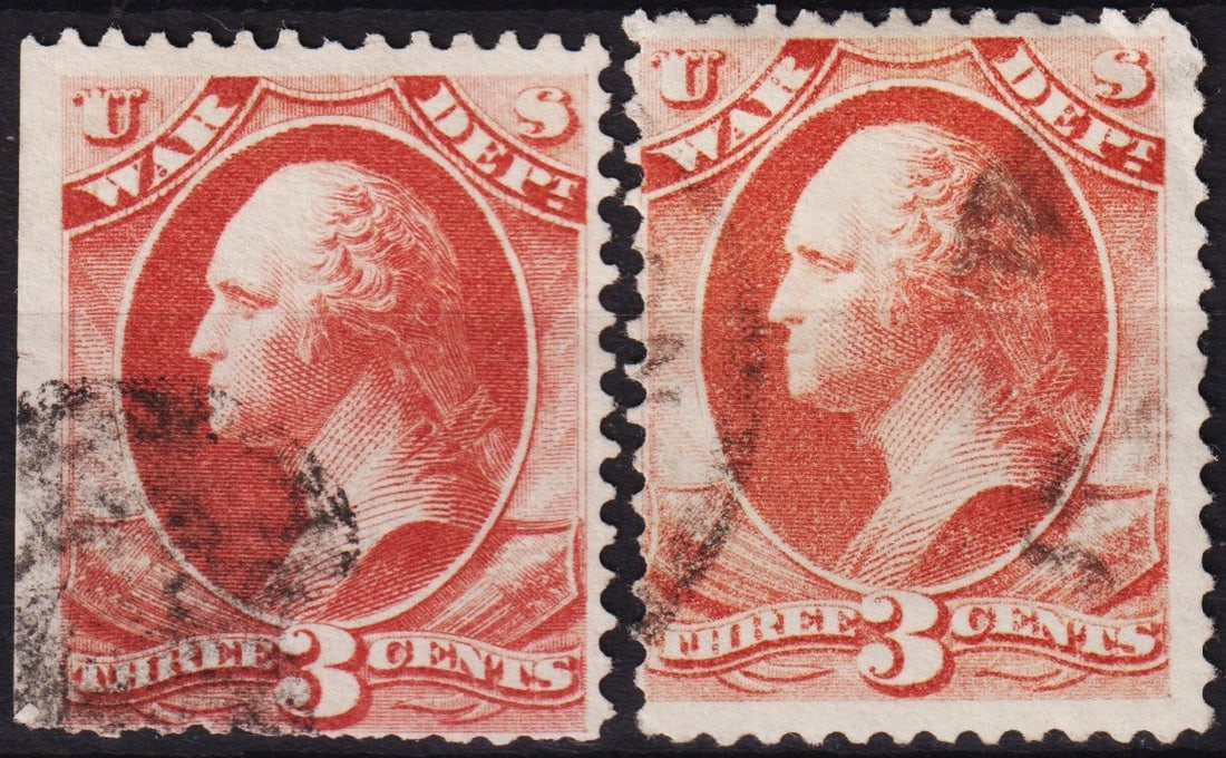 USA 1873 & 1879 War Department, 3c George Washington, Scott O85 & O116 (1 of 2)