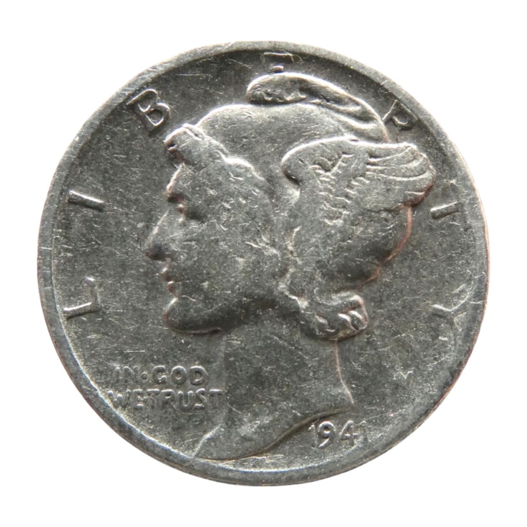 1941 U.S. Mercury Dime, silver, Winged Liberty Head, circulation issue (1 of 2)