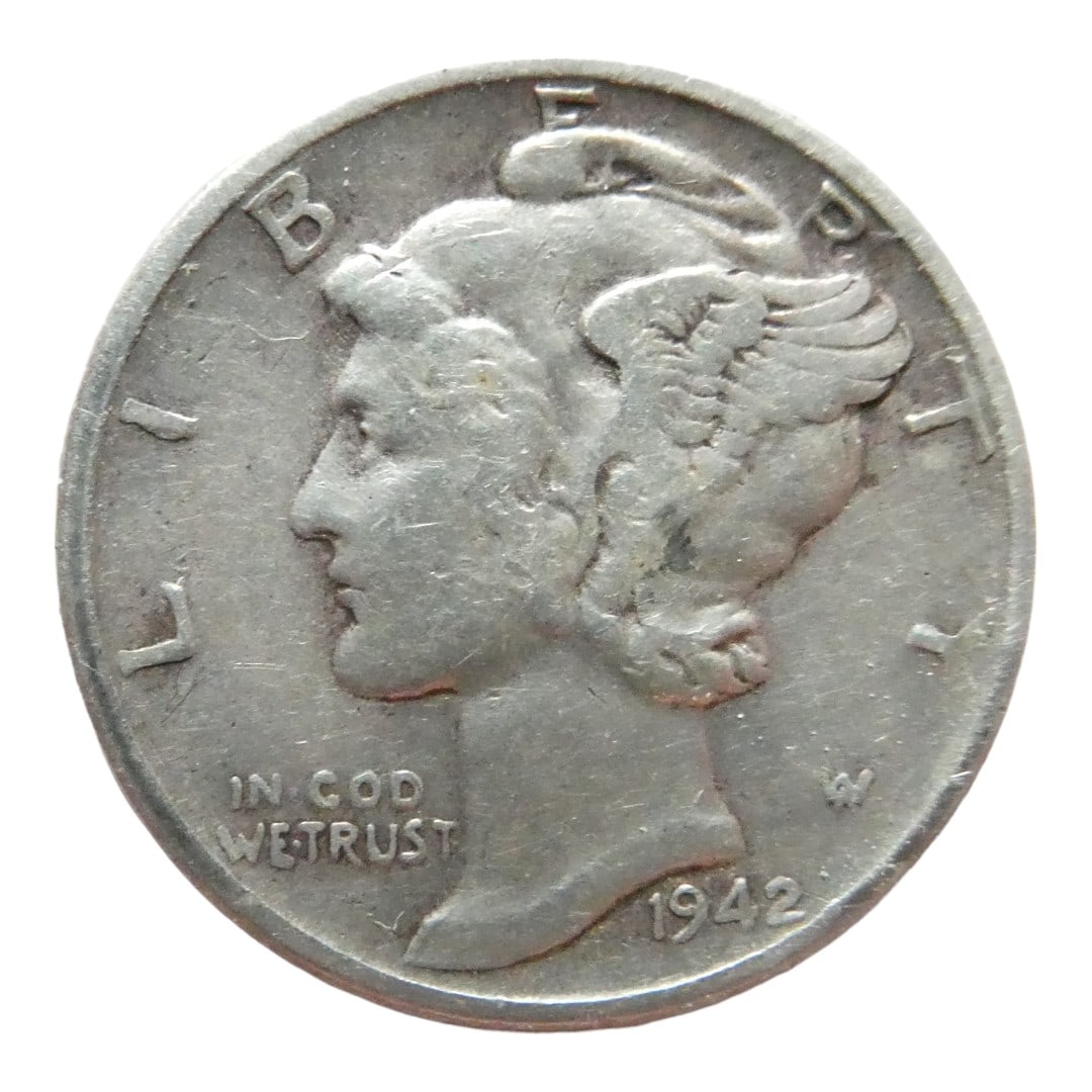 1942 USA Mercury Dime, 90% Silver, KM#140, Winged Liberty Head (1 of 2)