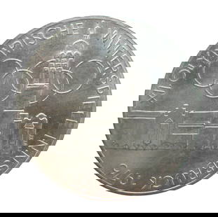 1974 Austria 100 Schilling, Silver Coin, Innsbruck Theme, .640 Fine: A 100 Schilling commemorative silver coin issued by the Republic of Austria in 1974, part of the Second Schilling series, minted in honor of the industrial and technological advancements symbolized by
