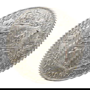 United Kingdom Half Crown, George V, 1923 Silver Coin: This British half-crown coin from 1923 was issued during the reign of King George V and represents a classic example of British numismatic design from the early 20th century. The obverse features the