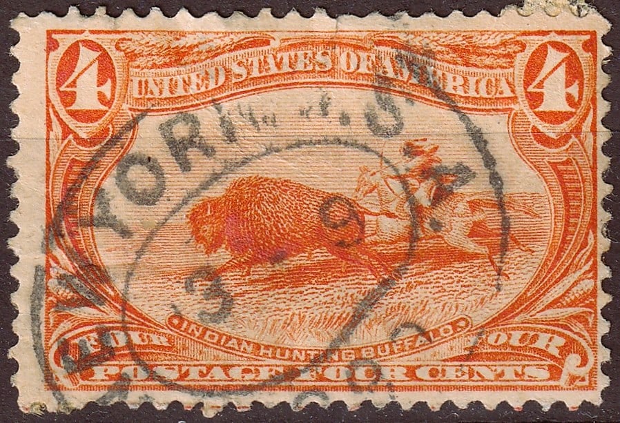 1898 USA 4c Indian Hunting Buffalo, Trans-Mississippi, Scott 287 (1 of 2)
