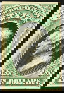 1873 $10 Department of State, proof on card, green & black, Sc O70P4: This is a card proof of the $10 Official Mail stamp issued by the United States in 1873 for use by the Department of State. Catalogued as Scott O70P4, this item belongs to the special series of Offici