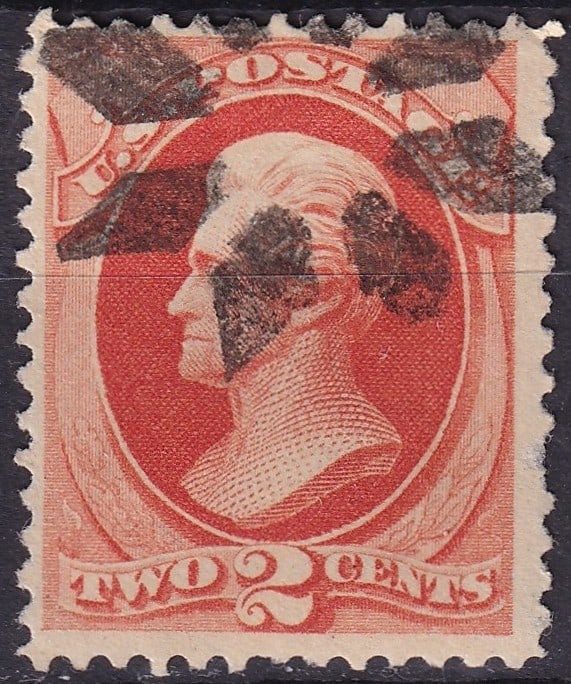 US 1875 Continental Bank Note, Jackson 2 cent rose red, J Grill, Scott 178c (1 of 2)