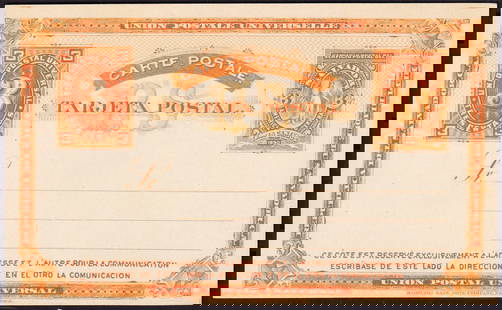 1890 El Salvador Postal Card, 3c Liberty Allegory, Hamilton Bank Note: This uncirculated postal stationery card from El Salvador, dated 1890, is a striking example of 19th-century Central American design and international postal standardization. Printed by the esteemed H