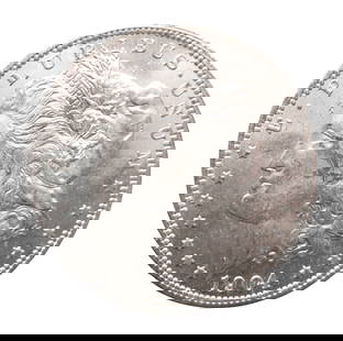 1904-O Morgan Silver Dollar, New Orleans Mint, KM#110, VF Condition: This 1904-O Morgan Silver Dollar, minted at the historic New Orleans Mint, represents one of the final years of Morgan dollar production prior to its long hiatus after 1904. With a mintage of 3,720,00