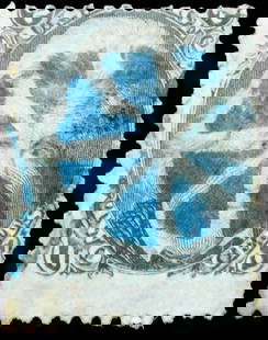 1863 US 2? Black Andrew Jackson, Scott #73, Blue Cancel "Killer": Issued on July 1, 1863, during the American Civil War, this 2-cent black postage stamp features a finely engraved portrait of Andrew Jackson, the seventh President of the United States and a key figur