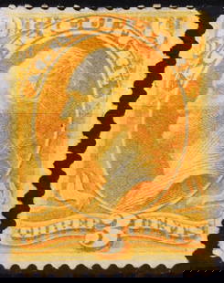 1873 US Official Stamp, 3c Agriculture Department, Scott #O3, MNH: This 3-cent Official stamp from 1873 was issued for use by the United States Department of Agriculture as part of the first official mail series authorized by Congress. Printed by the Continental Bank