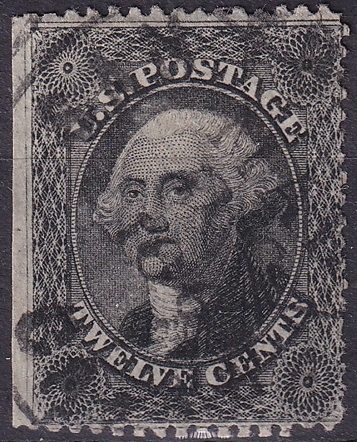 1857 U.S. Classics, George Washington 12 cent  black, Scott 36 (1 of 2)