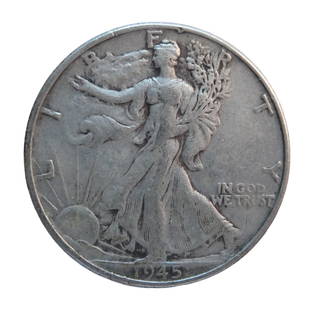 US 1945 Walking Liberty Half Dollar, Silver 0.900: This 1945 Walking Liberty Half Dollar represents one of the most iconic and artistically celebrated circulation coins in American numismatics. Minted in the final year of World War II, this coin featu