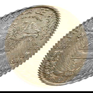 1953 Panama Medio Balboa Silver Coin, 50th Anniversary Issue: This is a 1953 commemorative silver half Balboa coin issued by the Republic of Panama to mark the 50th anniversary of the nation?s independence (Cinquentenario). Struck in .900 fine silver with a copp