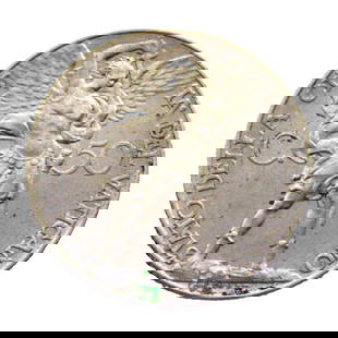 1930 Vatican City 50 Centesimi, Pius XI, St. Michael, Low Mintage: A scarce 50 Centesimi coin issued by the Vatican City in 1930 under the pontificate of Pope Pius XI, struck in nickel with a weight of 5.9 grams and a diameter of 24.2 mm. The obverse features the imp