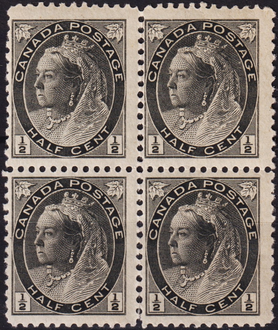 1898 Canada half Cent Queen Victoria block of four, Black, Sc #74 (1 of 2)