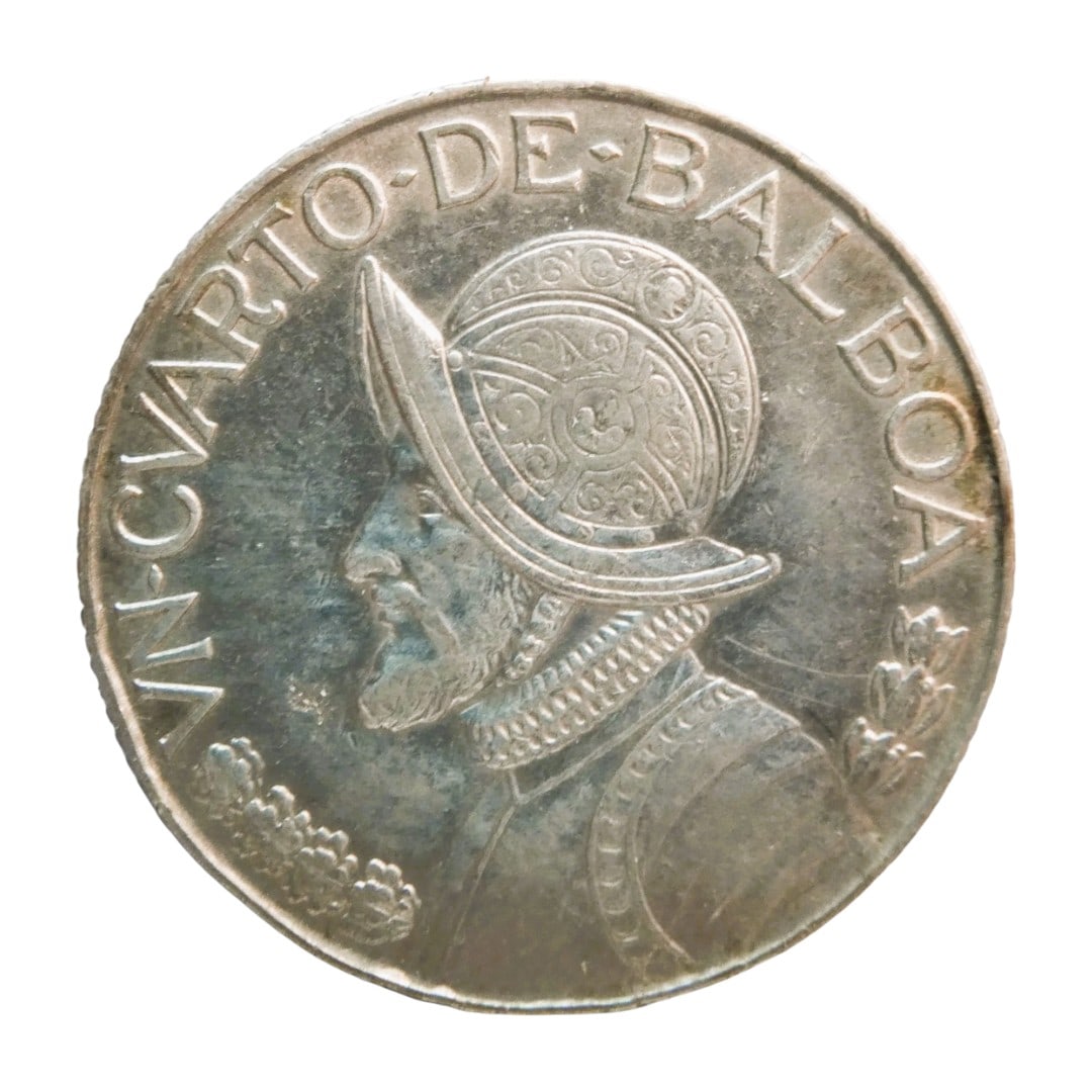 1962 Panama quorter Balboa Silver Coin, Vasco Nunez Portrait, .900 Silver (1 of 2)