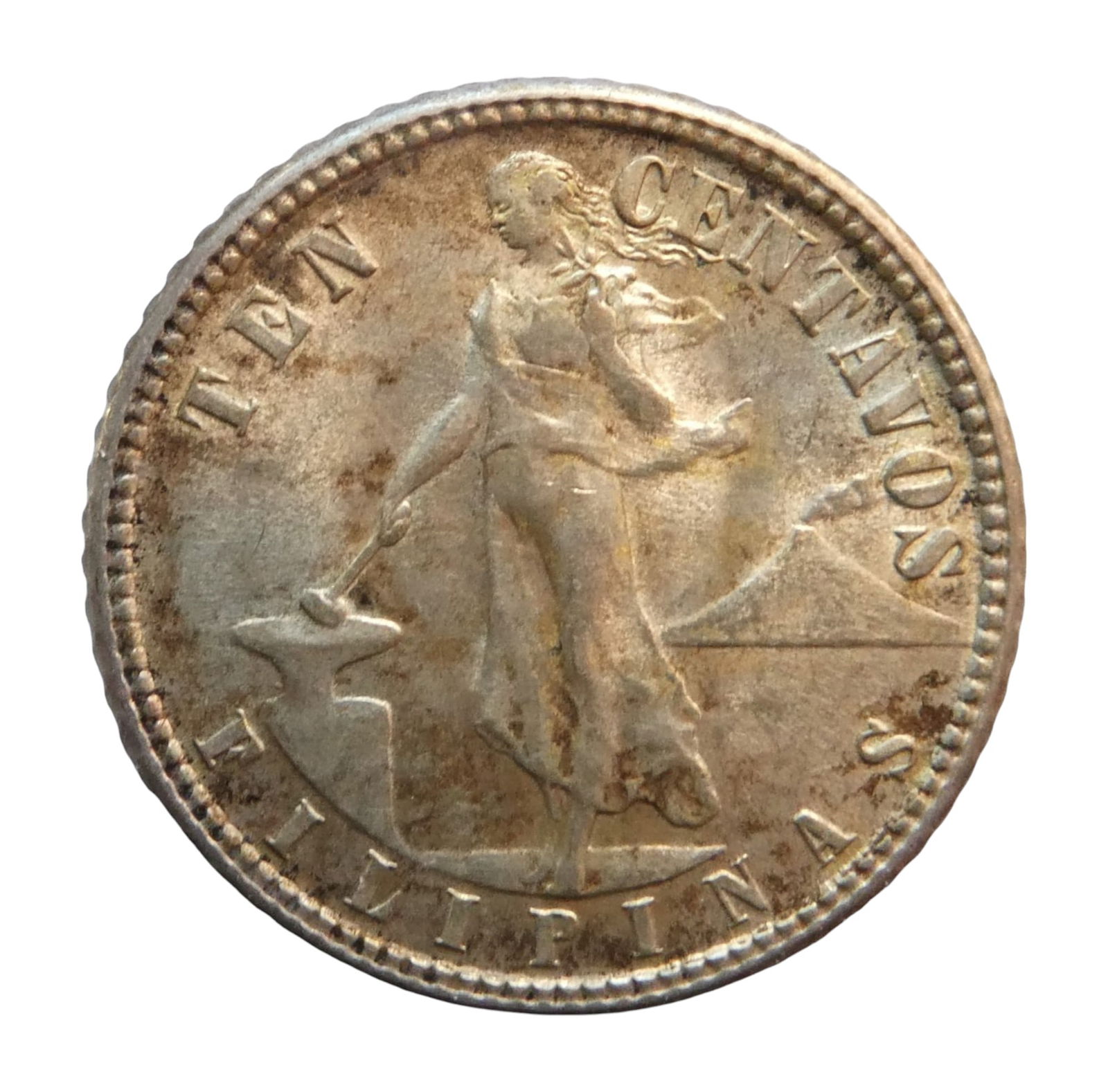 1944-D Philippines 10 Centavos, Silver Coin under U.S. Administration (1 of 2)