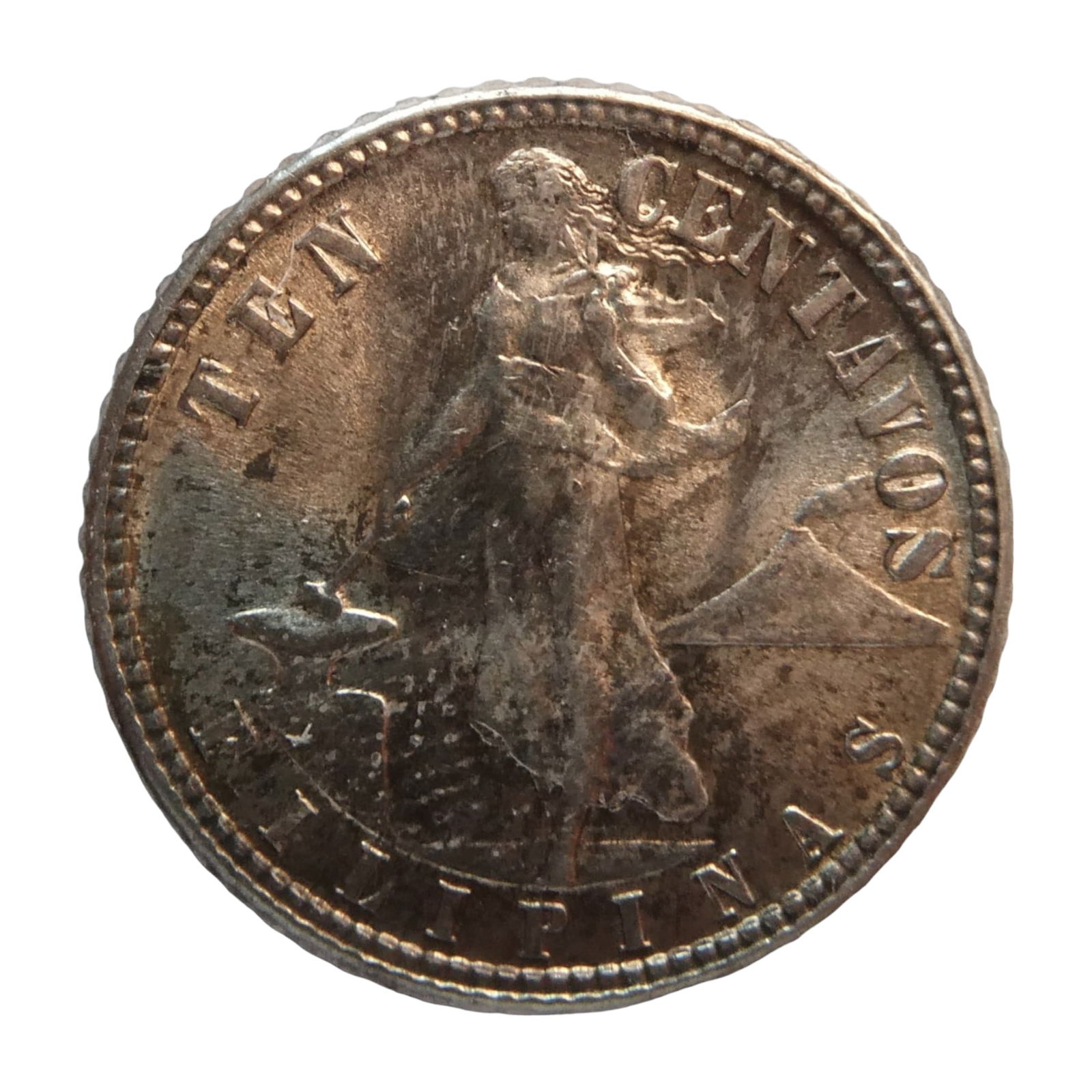 1944 Philippines 10 Centavos, Silver, Denver Mint, Commonwealth Period (1 of 2)