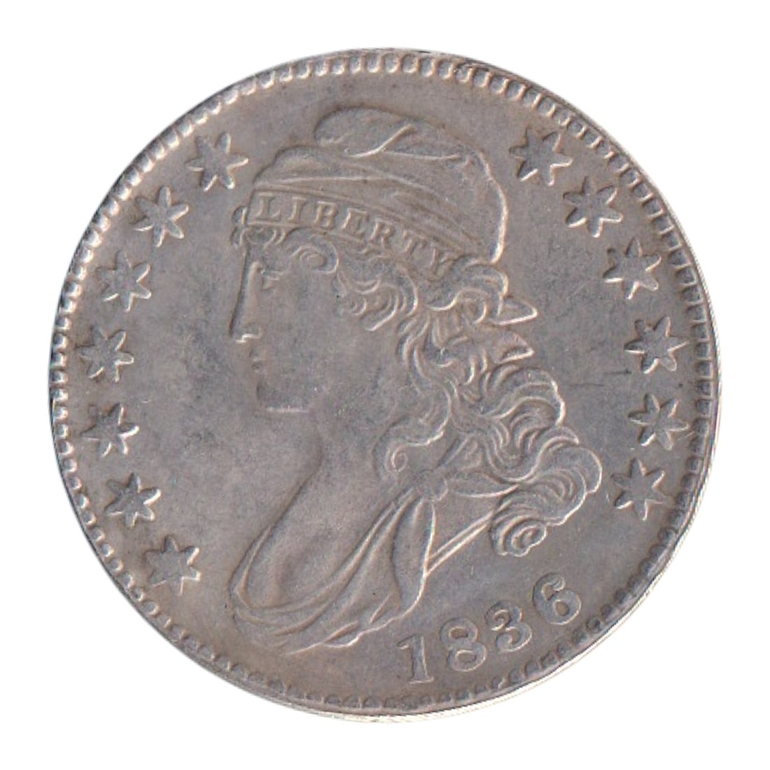 1836 Capped Bust Half Dollar – United States Silver Coin: This highly collectible 1836 Capped Bust Half Dollar represents one of the most iconic designs in early American coinage. Struck during the final year of the Capped Bust type (1807–1836), this silve