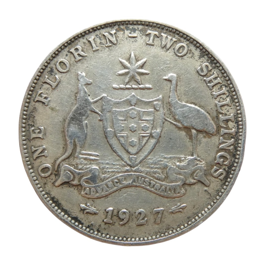1927 Florin, King George V, .925 silver, Australia (1 of 2)