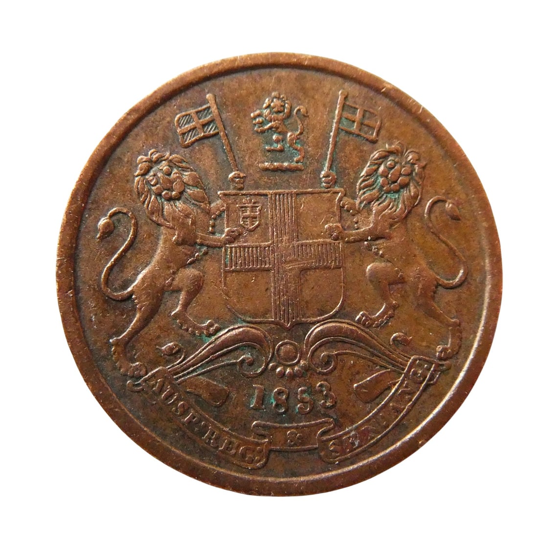 1853 India East India Company 1/2 Pice Copper Coin – Calcutta Mint (1 of 2)