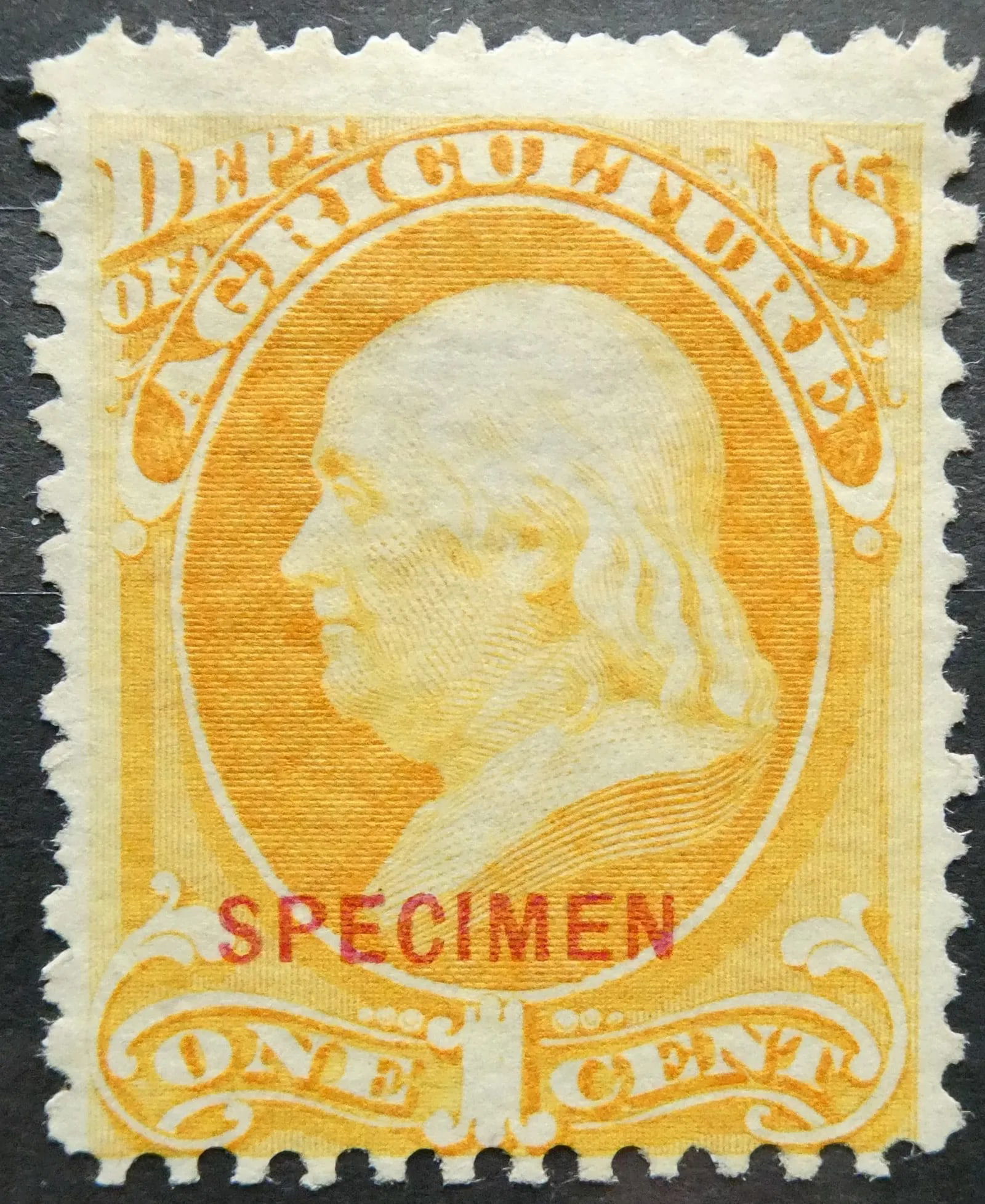 1873 Official Stamp, Franklin 1, SPECIMEN overprint, Scott O1s (1 of 2)